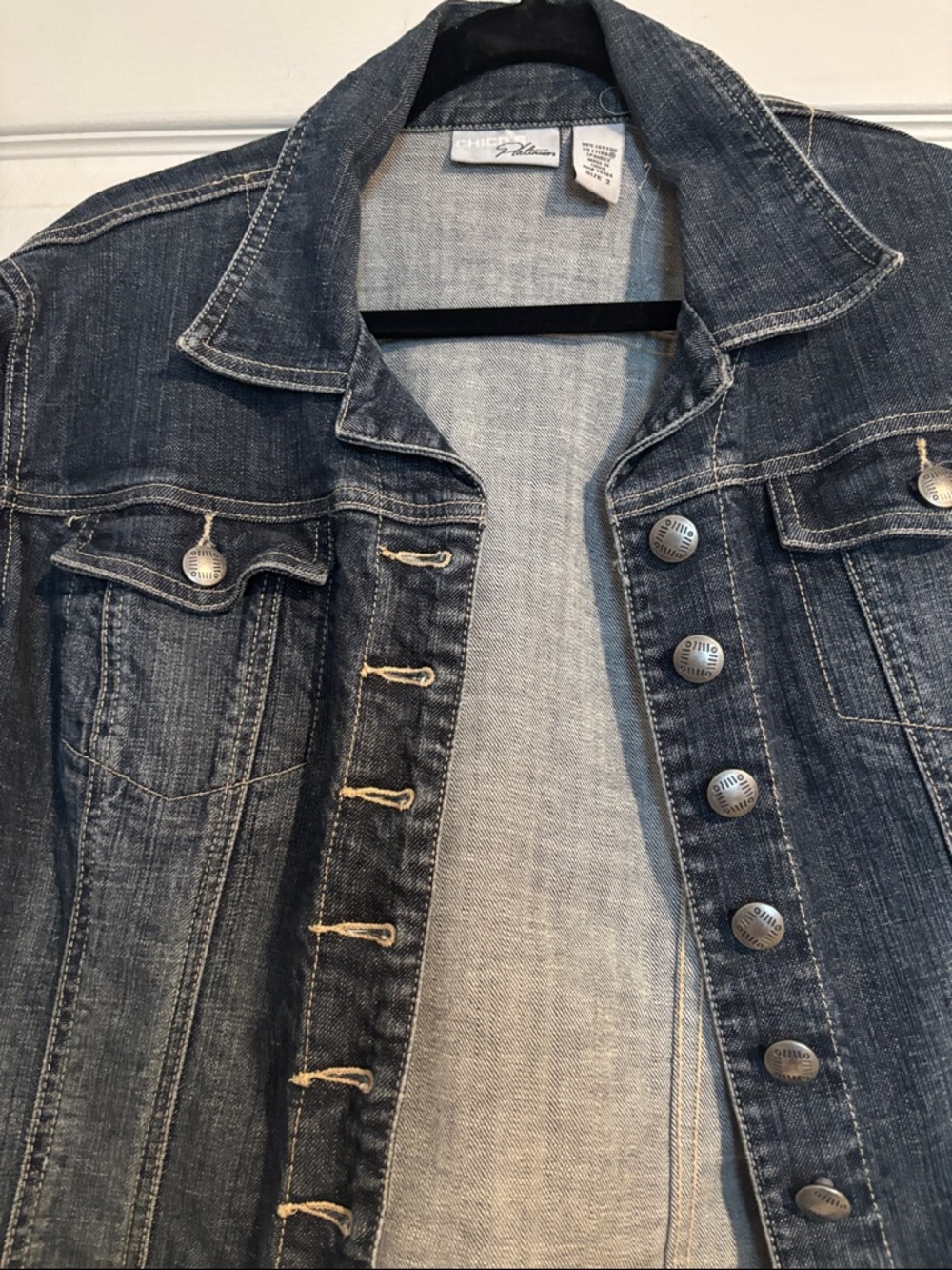 Chico Platinum Dark Blue Denim Jacket with Button Placket - Picture 3 of 8